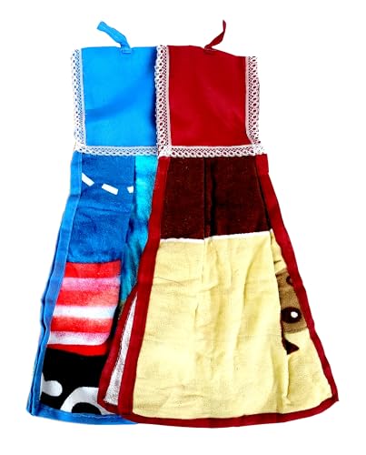 Image of Space Fly 500 GSM Multicolor Cotton Kitchen Hanging Towels - 25x45 CM | Soft & Absorbent Hand Towels with Loop Hook for Bathroom & Kitchen Use | Quick-Dry, Washable Dish Towel (Set of 3)