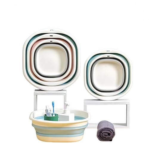 Palangana de Lavado Plegable Reforzada, Lavabo Portátil con Asas, Ahorra Espacio, Fregadero Multifuncional para Camping, Caravana, Cocina y Viajes (Gris, S(3.5L))