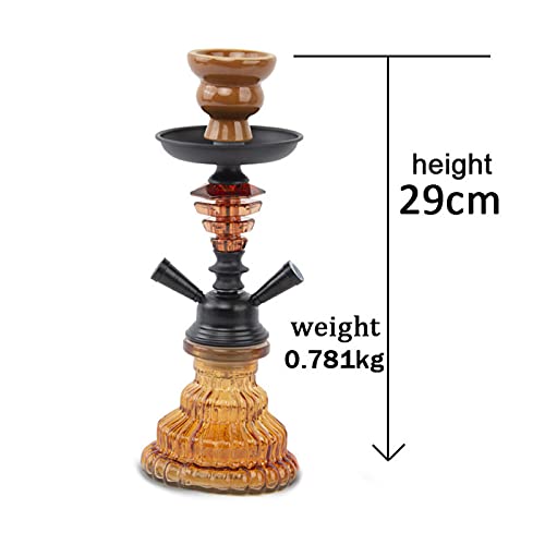 YANGH Hookah Set, inklusive Zubehör, 2 Schläuche, -50,8 cm Tragbares Set Glasvasenbasis und Keramikschale für… – Bild 7
