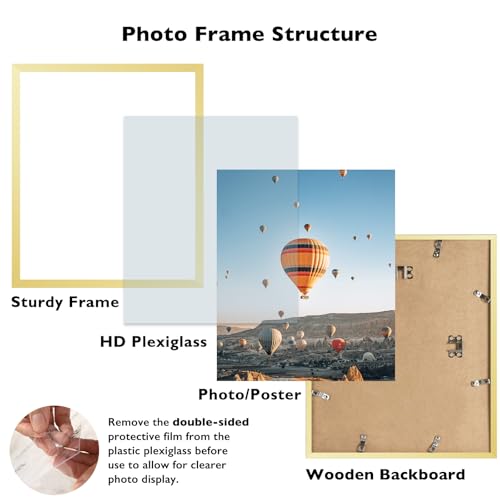 Image of JCJMY 16x18 Picture Frame Gold for Poster Photo Picture, Horizontal and Vertical Formats for Wall Hanging, 16 x 18 Wall Gallery Poster Photo Frame for 16 by 18 Photos Posters, Gold