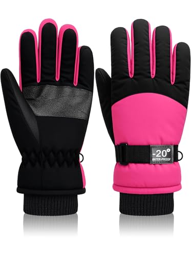 Image of Geyoga Kids Waterproof Winter Snow Ski Gloves for Boy Girl Outdoor Warm Thickening Snowboard Gloves