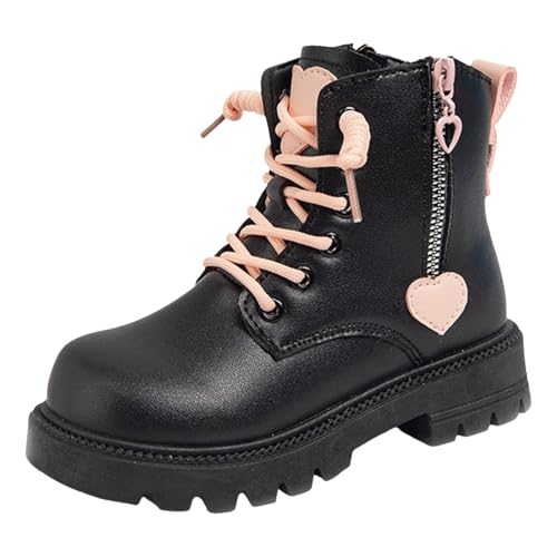 IWIHMIV Girls Winter Ankle Warm Boots Kid Comfortable Soft Sole Short Boots with Zipper Casual Non Slip Booties