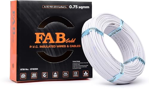 Image of 0.75 sqmm Single Core Copper Electrical Wire, 90 Meter (White) | Heat Resistant & Flame Retardant (FR) | Lead-Free LSH House Wire for Home & Industrial Use