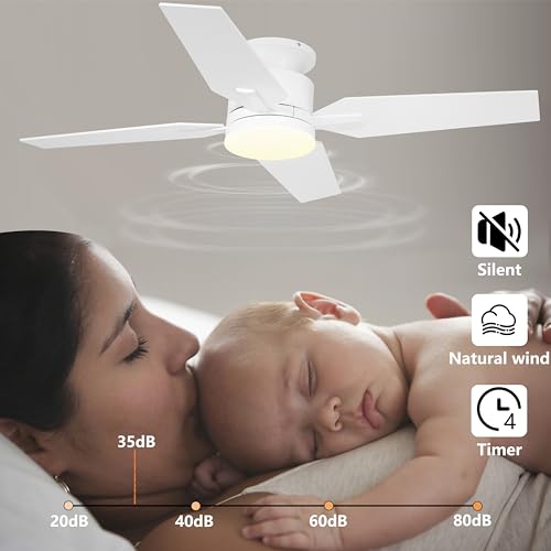 Ohniyou W053 Ceiling Fan With Lights Flush Mount,40'' Small Ceiling Fans thumb #5