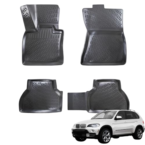 BMY MOTORS Car Floor Mats Liner Compatible for BMW X5 E70 2007-2013 | Front & 2nd Row Seat | Waterproof | All Weather Floor Mats High Tech Mat | Car Accessories