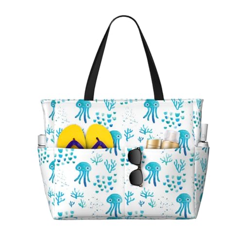 Sac de plage méduse femme grand sac fourre-tout cabas bandoulière