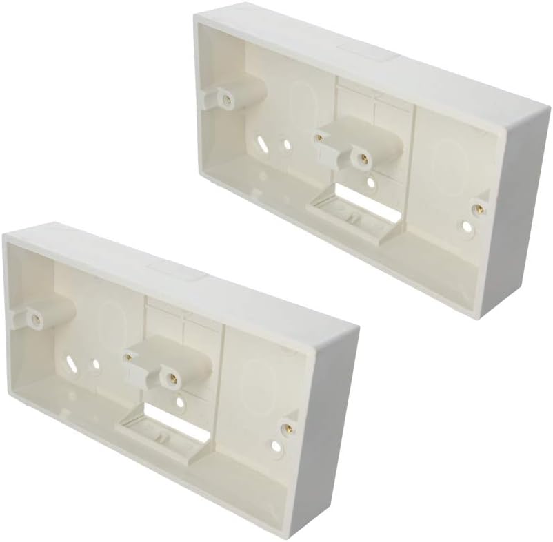 Heyiarbeit 2pcs 86 Type White Plastic Wall Switch Socket Trunking Switch Switch Socket Wire Slot Box Surface Mount Wall Switch Socket Box Switch Protection Box Panel Switch Base Box