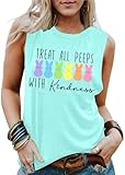 Happy Easter Shirts for Women Bunny Rabbit Tank Top Easter Sleeveless Shirt Retro Holiday Tee Tops