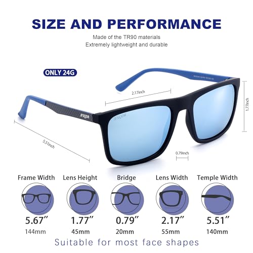 Image of Men's Polarized Sunglasses, Square Rubber Frame Carbon Fiber Temple Fishing Driving Sun Glasses UV Protection RFS8205