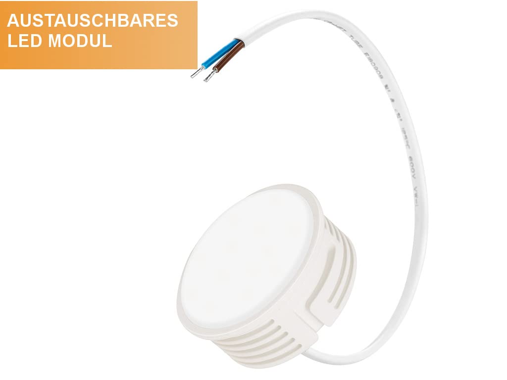 TEVEA Premium Aufbauspot Deckenleuchte Flach | Led Modul IP44 230V 7W 3 Step Dimmbar austauschbar | Deckenspot auch fürs Bad | 5er Pack (Silber - Warmweiß)