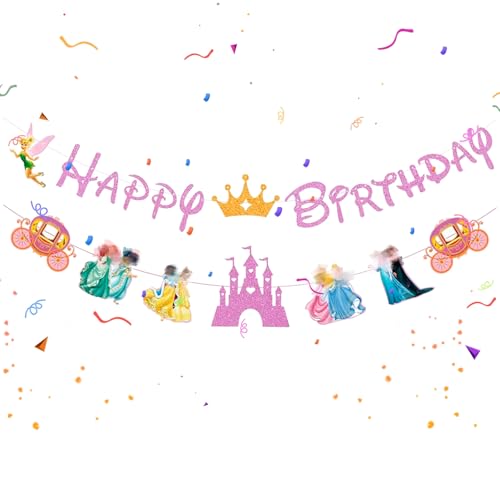 PrinceSS BirthDay DecorationS Banner for Girls- PrinceSS ParTy Decorations Birthday Banner Bunting Garland and Hanging Swirls Decorations Party Pack for Princess Birthday Party Supplies