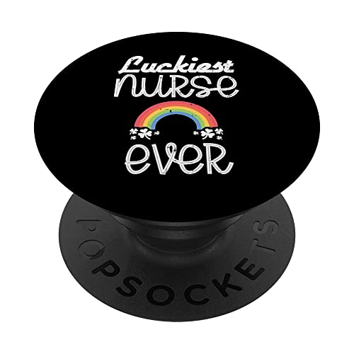 Luckiest Nurse Ever Nurse St Patricks Day Donne Uomini RN Scrub PopSockets PopGrip Intercambiabile
