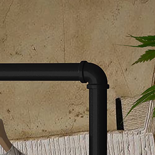 Homekayt Industrial Pipe Clothing Rack On Wheels Heavy Duty Garment Racks Rustic Rolling Rack For Home, Clothes Display Rack Retail Display-Black #TOP3