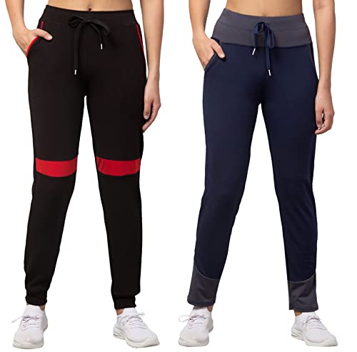 Image of BLUECON Women's Slim Fit Polyester Trackpants (Combo Pack of 2)