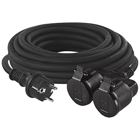 EMOS. Cable alargador con 2 enchufes Schuko, 10m Cover