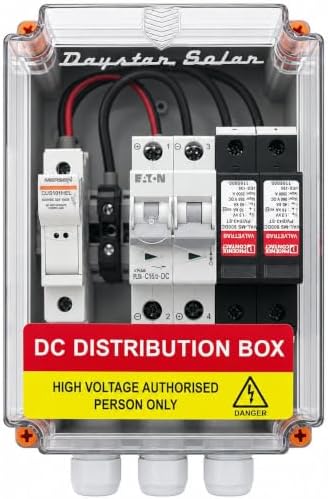 DC Distribution Box 1-in-1-out, Phoenix contact 600V SPD, 16A MCB, Eaton 15A Fuse Mersen