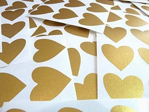 38mm (1.5") Heart Shape Colour Code Stickers - Packs of 72 Large Coloured Hearts Sticky Labels for Craft, Card-Making & Decoration - 33 Colours Available (Matt Gold)