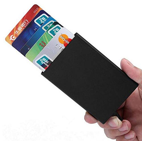 VOGARD Men's Aluminium Metal RFID Protected Smart Pop Up Wallet | 7 Card Slots (06 Black)… 2 41OC v89zFL
