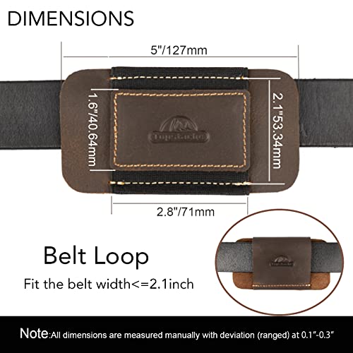 Topstache Horizontal Carry Leather Sheath For Belt, Natural Leather With Elastic Band Edc Knife Holster, Everyday Carry Pocket Organizer,Darkbrown #TOP1