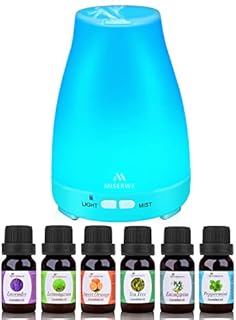 Miserwe 200ML Essential Oil Diffuser Ultrasonic Mist Humidifiers Aromatherapy Diffuser with Waterless Auto