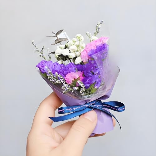 Mini ramo flores secas Gypsophila y Violetas miniatura 1