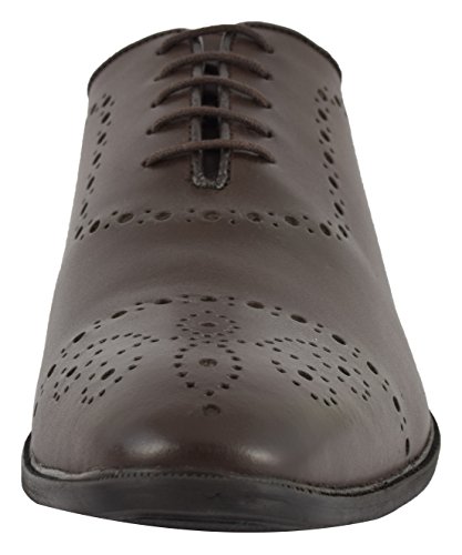 Image of Auserio Men Brown Leather Formal
