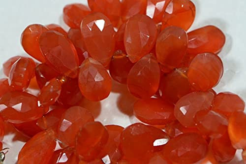 Perles cornaline facettées gouttes pour création bijoux de 12.6x8mm