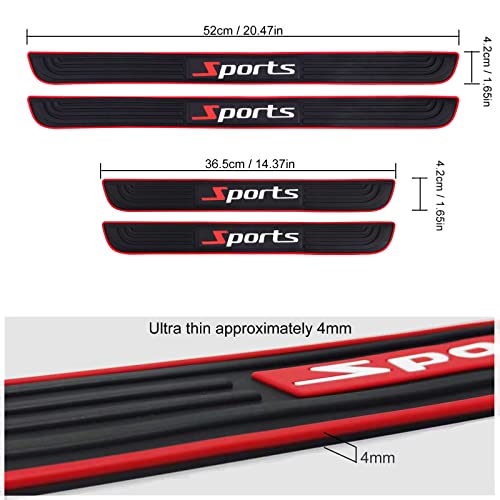 4 Pcs Door Sill Plate Protectors For Car, Car Front Rear Door Entry Guards, Sill Scuff Cover Panel Step Protector, Soft Pvc Rubber Scratch Resistant Pedal Cover, Sports Printed Universal For Most Cars #TOP1