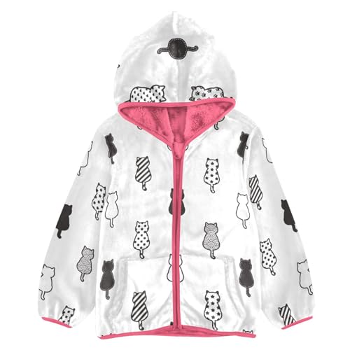 Children Fleece Jacket Unisex Zipper Coat Thick Warm Autumn Winter Jacket Pink Lining Hooded Outerwear 3-10Years