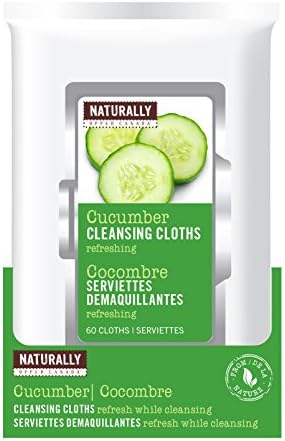 Naturally by Upper Canada 60-Count Cleansing Makeup Remover Facial Wipes, Cucumber