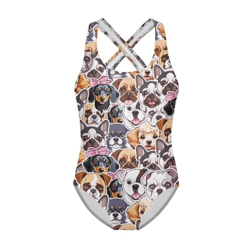 Jeiento Girls One Piece Swimsuit Cross-Back Children Beach Sport Bathing Suit Quick Drying Toddler Swimming Wear 4-15 Years