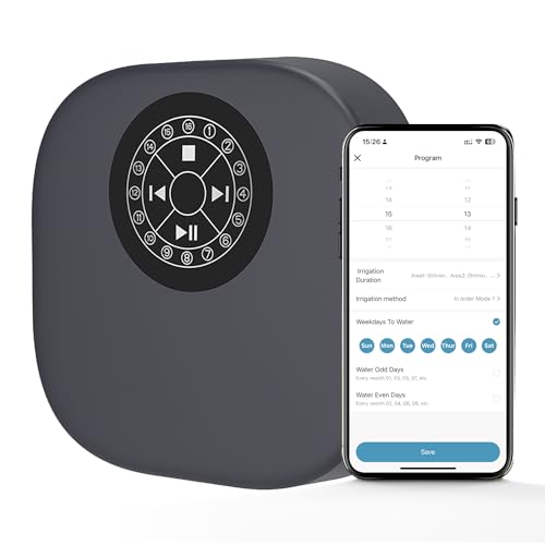 Pihode Smart Sprinkler Controller, 16 Zone WiFi Smart Irrigation Controller, Remote App and Local Control Automated Watering, Customized Watering Schedule & Weather Aware - Grey