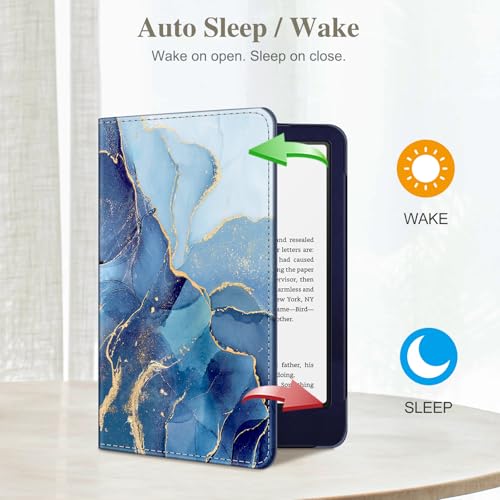 Image of Fintie Case for 7 inch /6.8 inch Kindle Paperwhite(12th /11th Generation-2024 /2021) and Kindle Colorsoft Signature Edition -Slim Foldable Stand Cover Auto Wake /Sleep for Paperwhite 2024, Ocean Marble