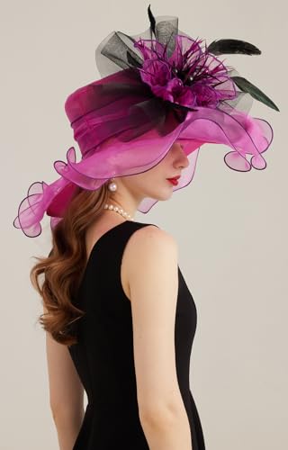 Sombrero de Dama Kentucky Derby con Ala Ancha miniatura 6