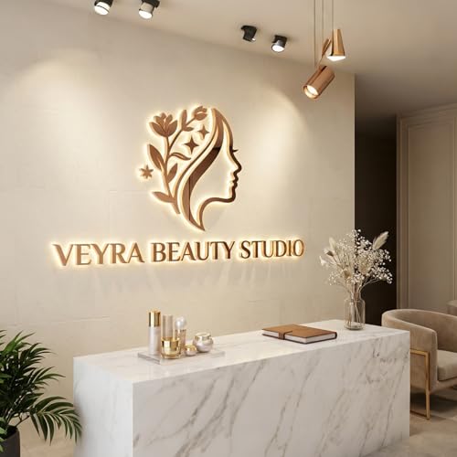 Image of Custom Business Backlit Signage, Personalized LED Metal Channel Letters Business Logo Sign for Wall, Customized 3D Illuminated Backlit Signs for Company Storefront Office Salon Cafe Studio Restaurant