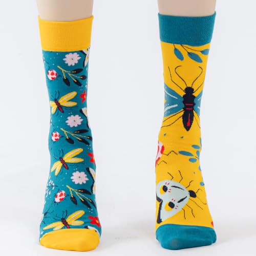 Image of 2 Pairs Cartoon Animal Crew Socks Fun Cotton Mid Calf Socks for Women