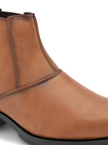 Image of Prolific Men's Chelsea Zipper /Chain Boots | High Ankle Boot| Formal, Office & Casual Wear Shoes | Soft Cushioned Insole, Slip-Resistance, Dynamic Feet Support, Arch Support & Shock Absorption