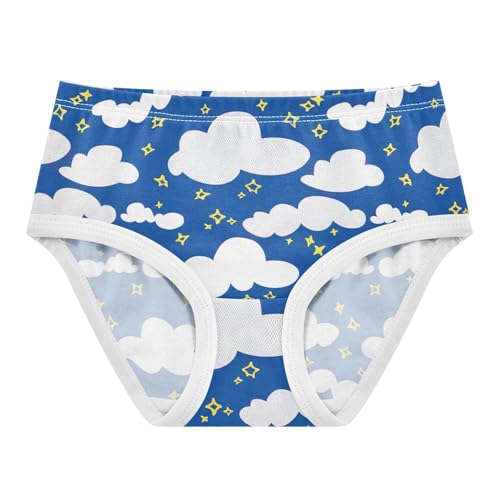 Toddler Underwear Custom 2t Cotton Panties for Girl Fancy Briefs Girls Undies White Clouds Stars Blue Night Sky