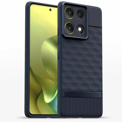 Image of Pikkme Back Cover for Motorola Moto G86 Power 5G Soft Grip 3D Hexa Cube Texture Silicone Bumper Case (Blue)