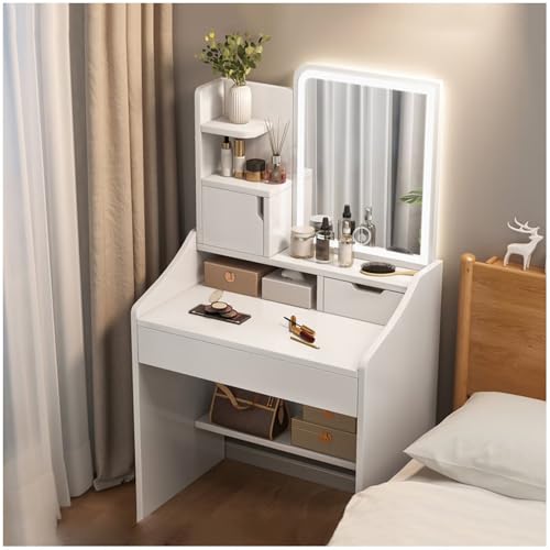 Juego de tocador blanco con espejo de maquillaje