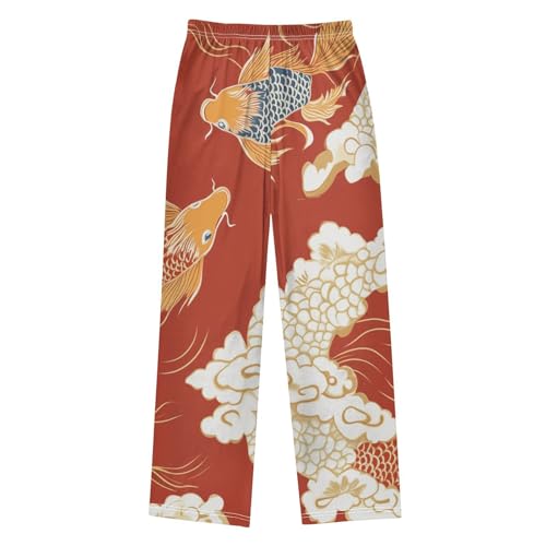 ZZXXB Carp Fish Clouds Boys Long Pants Soft Trousers Elastic Waist Kids Lounge Bottoms with Pockets S-XL2