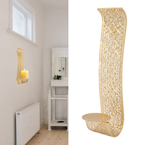 TOPINCN Shelving Solution Wall Sconce Candleholders Candle Sconces Candle Holder, Gold Hollow Metal Wall Candle Holder - Image 4
