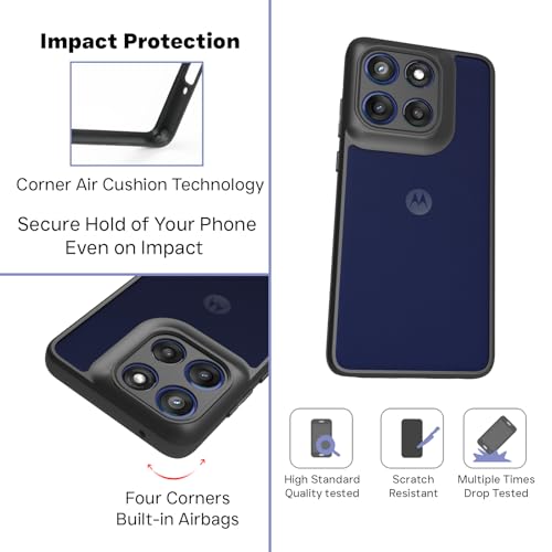 Image of RIGGEAR Shockproof Sleek Hybrid Armor Back Cover Case for Motorola Moto Edge 60 Stylus 5G (Smoke Black Matte PC with Black TPU Bumper)