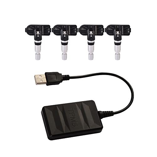 جهاز استقبال USB لنظام مراقبة ضغط الإطارات للسيارات متوافق مع مسجلات السيارات بنظام اندرويد، مع 4 أجهزة استشعار بجهد 5 فولت للتركيب الداخلي من ستربامب