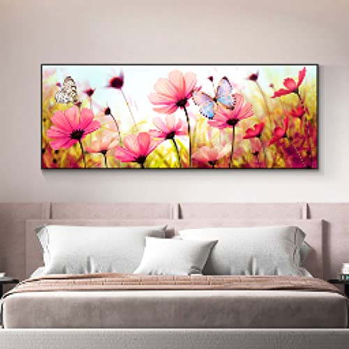 Toile de fleurs abstraites rouges style nordique moderne sans cadre 45x130 cm