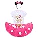 Baby Mädchen 1./2. Geburtstag Outfit Baumwolle Kurzarm Strampler+Prinzessin Polka Dots Tüll Tutu+Minnie Maus Ohr Stirnband 3tlg Bekleidungsset Fotoshooting Requisiten Heiß Rosa（2 Jahre） 2 Jahre