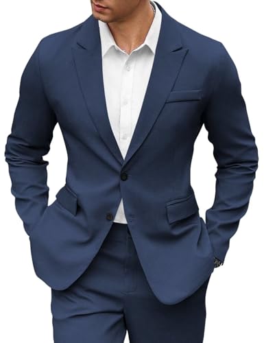 Mens 2 Piece Suit Slim Fit Formal Groom Suit for Wedding Peak Lapel 2 Button Jacket Pants Set Prom Party Suit