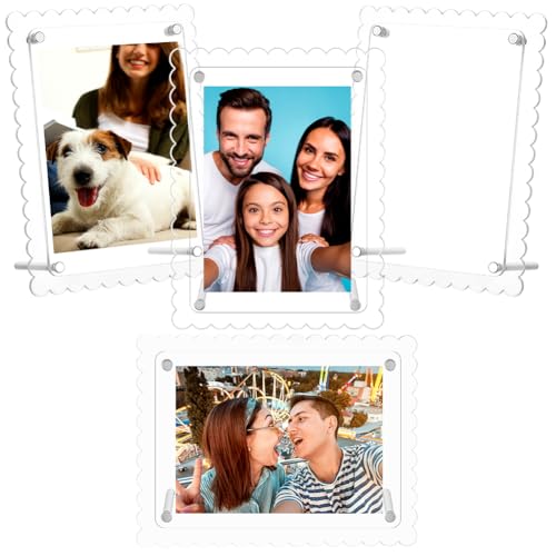 PH PandaHall 4 Lot de 12.5x18cm cadre Photo en Acrylique Transparent avec Support Cadre Moderne Double Face en Forme de Cubes Carrés Transparents pour Affichage de Bureau la Maison et le Bureau