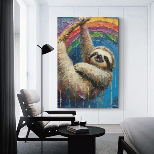 Impression sur toile décoration murale sloth bxyafekud tableau 50x75
