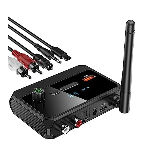 KAIY Bluetooth 5.3 Receiver for Home Stereo, Optical Low Latency & HD Music Audio Bluetooth to RCA Adapter for Stereo/Speakers/Wired Speakers/Home Music Streaming Stereo System, Support AUX/USB